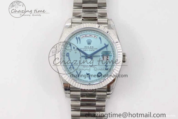 MiroTime 0219 Comfortable Day Date 40mm SS 904L Steel TWF 1:1 Best Edition Ice Blue Arabic Dial on SS Bracelet A 2357